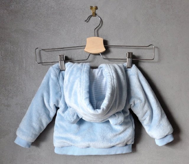 Urocza błękitna bluza polar z uszami do 9-12 miesięcy 80 cm