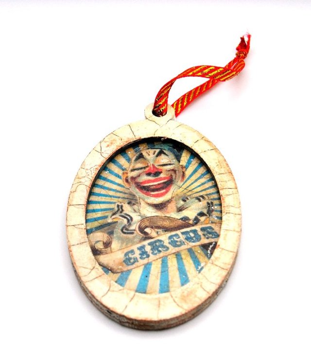 Niewielki retro obrazek klaun cyrk circus decoupage