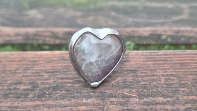 Ametystowe serce - pierścionek regulowany