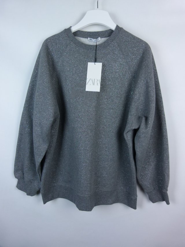 Zara luźna bluza z brokatem z metką / L