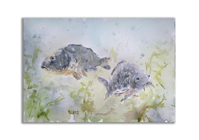 Obraz ręcznie malowany "Karp" + rama
