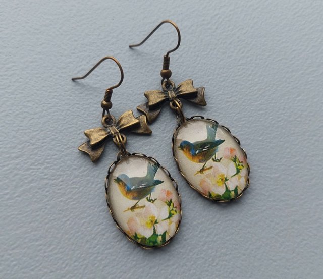 Kolczyki retro ptaki