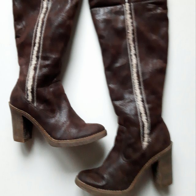 Brązowe Kozaki Ocieplane 40 Skóra Naturalna Unikat