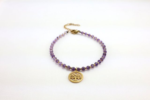 Bransoletka z ametystów z drzewkiem szczęścia