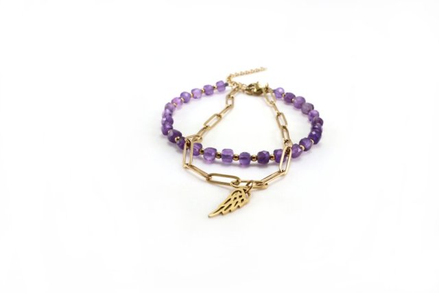 Podwójna bransoletka z ametystów
