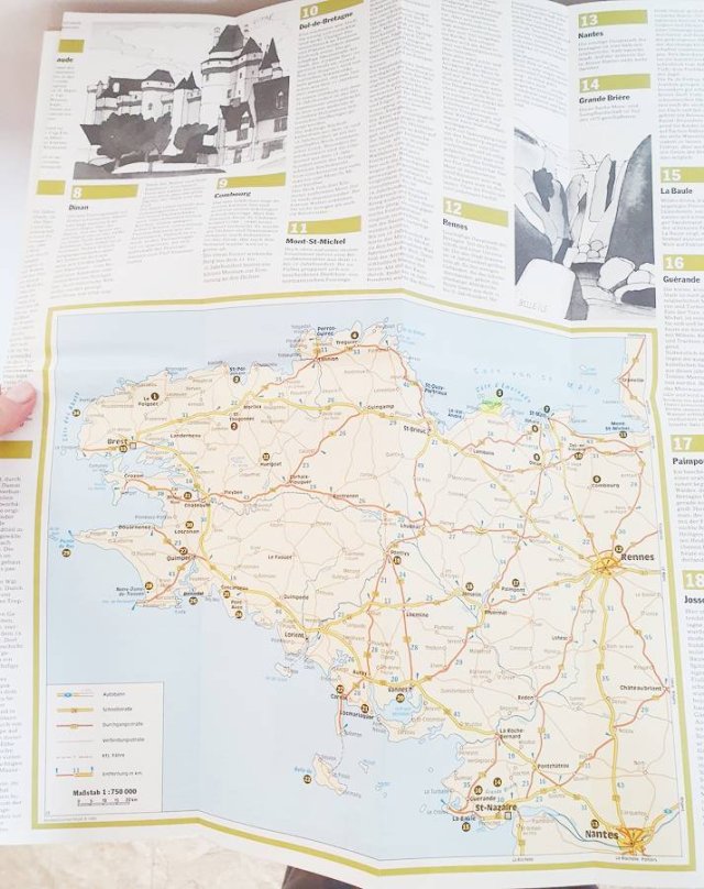 stara mapa Bretanii retro vintage Kolekcjonerska ADAC