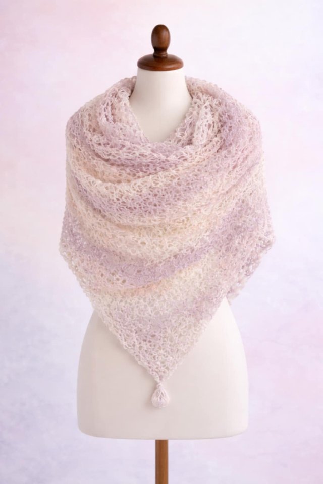 Szydełkowa chusta handmade 250/151; węzły Salomona świetna dla mamy, babci, siostry, przyjaciólki