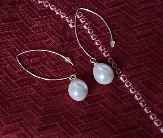 Silver 925 efektowne długie kolczyki z perłami