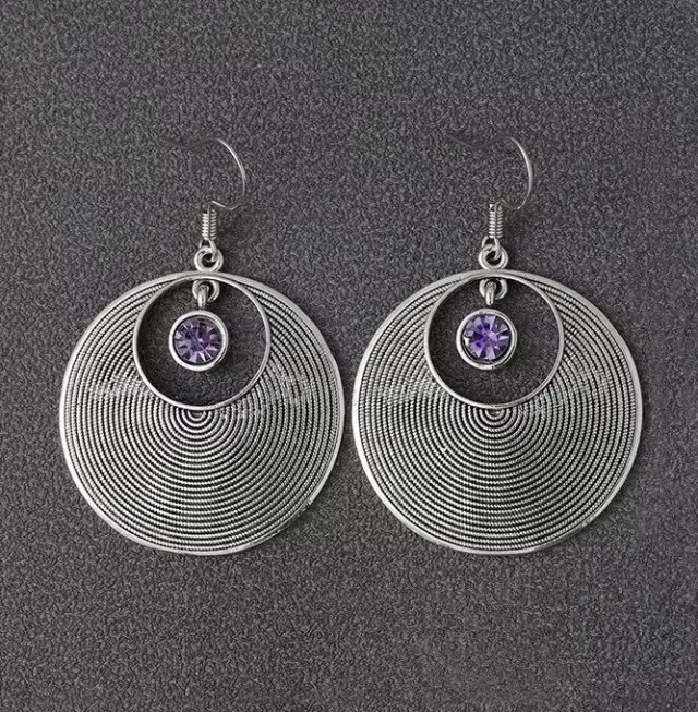 Kolczyki koła z fioletem