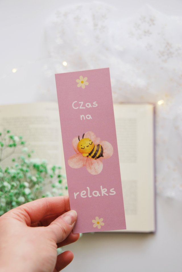 Papierowa zakładka do książki Pszczółka - czas na relaks