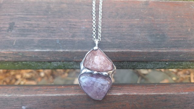 Ametyst z kwarcem - wisiorek