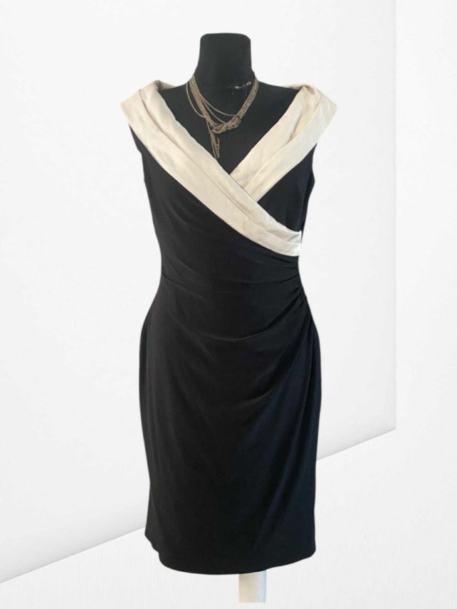 Lauren Ralph Lauren ekskluzywna czarna sukienka bez rękawa dekolt kobieca – rozmiar M