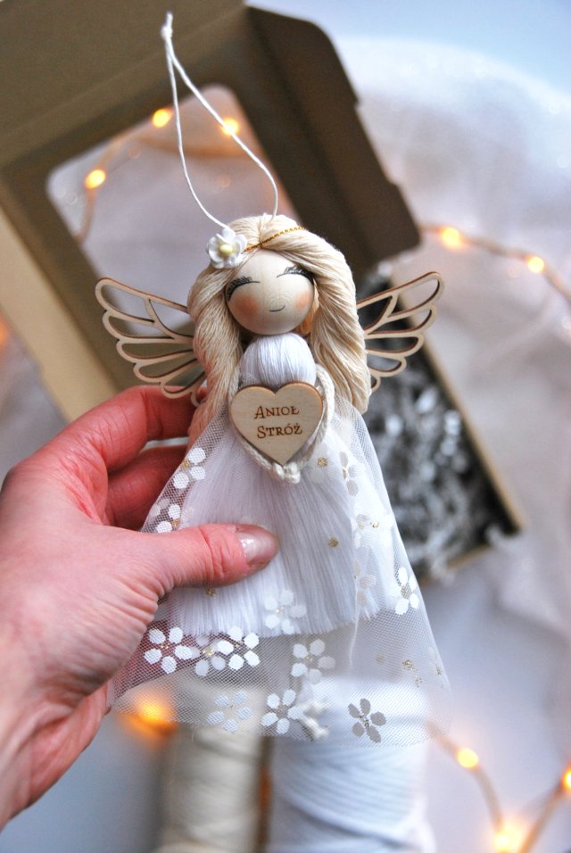Makramowy Anioł Stróż na prezent | Pakowanie gratis!
