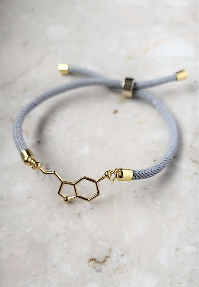 SEROTONINA- bransoletka szara srebro złocone