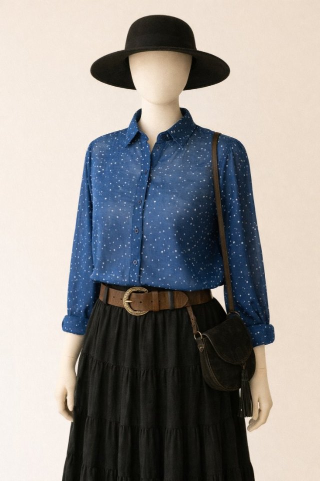 długa koszula w groszki Vintage