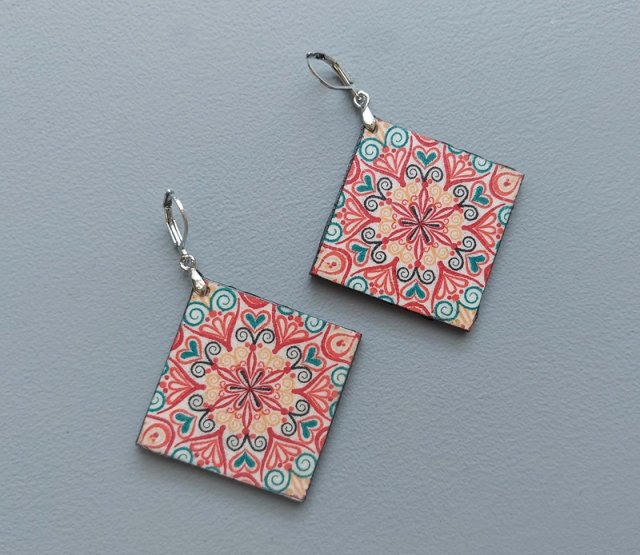 Kolczyki romby orientalny wzór