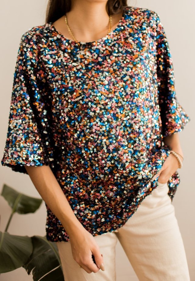 nowa cekinowa bluzka L