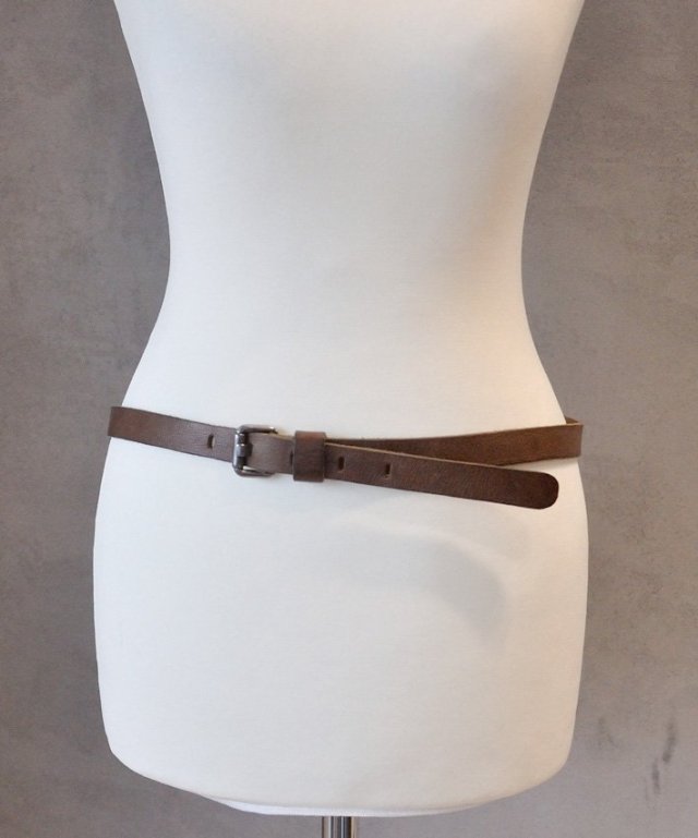 Cienki skórzany pasek PETROL INDUSTRIES szary brąz 80