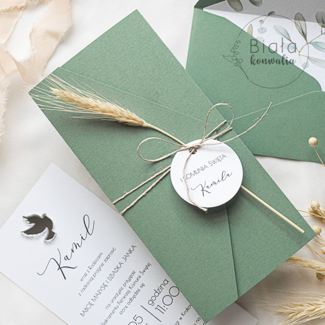 Szałwiowe zaproszenie z kłosem