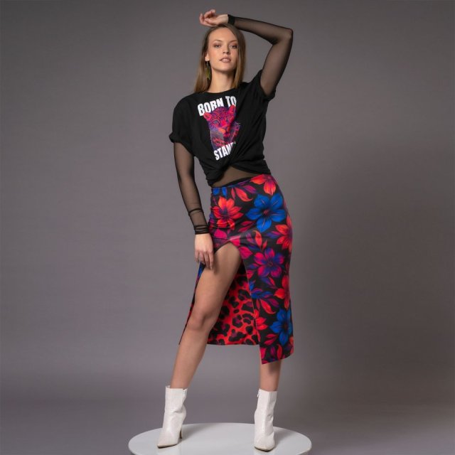 Dwustronna spódnica z rozporkiem - Dua