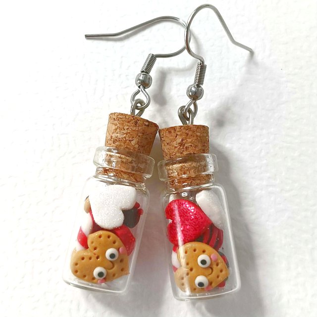 Walentynkowe kolczyki z ciasteczkami i serduszkami