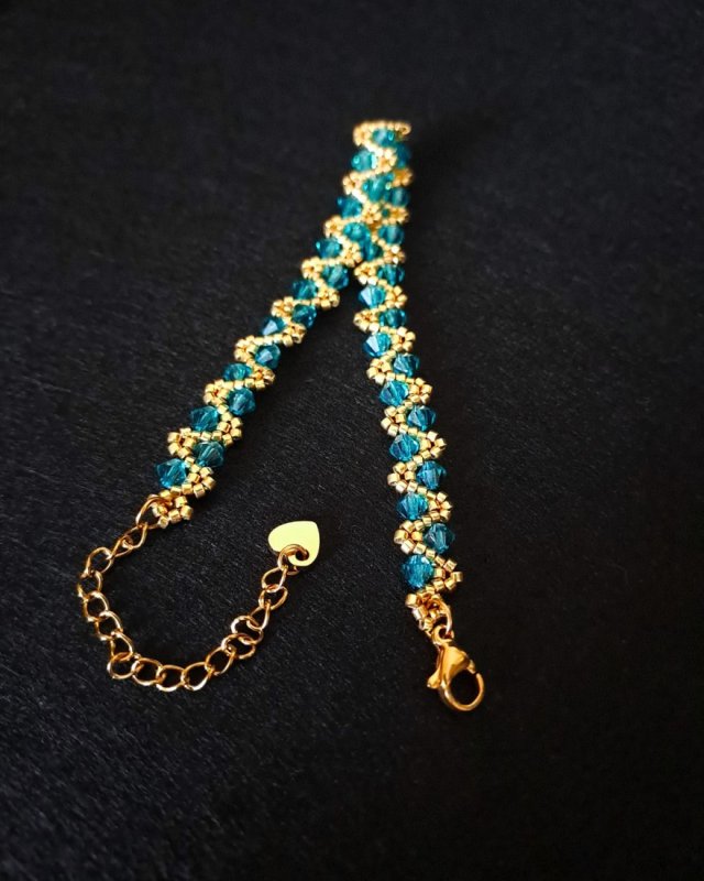 Bransoletka "Blue Zircon" - Biżuteria z Kryształków Preciosa i Koralików Miyuki