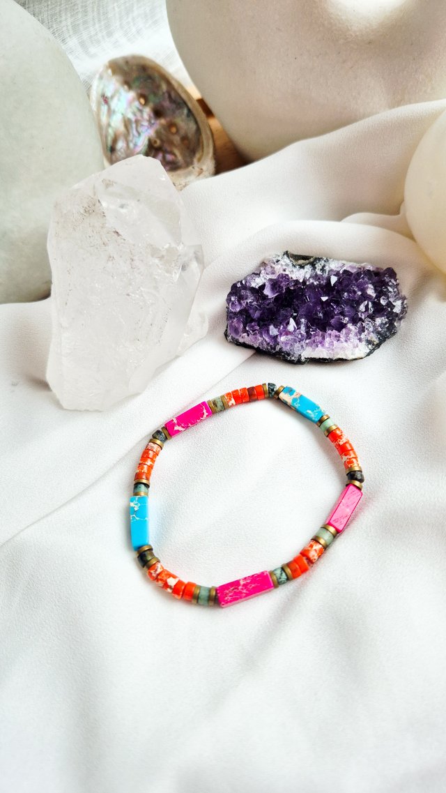 Bransoletka z jaspisów cesarskich i turkusu