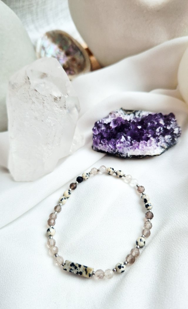 Bransoletka z kwarcu dymnego i bronzytu