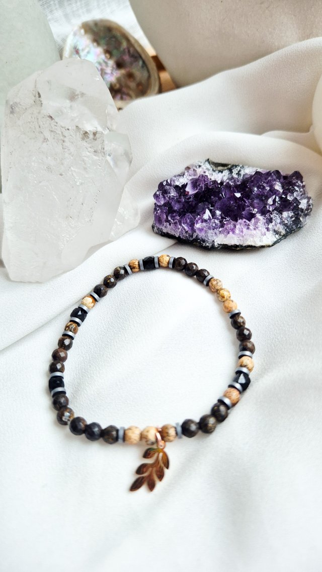 Bransoletka z bronzytu i turmalinu