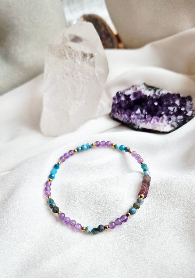 Bransoletka z ametystu i apatytu