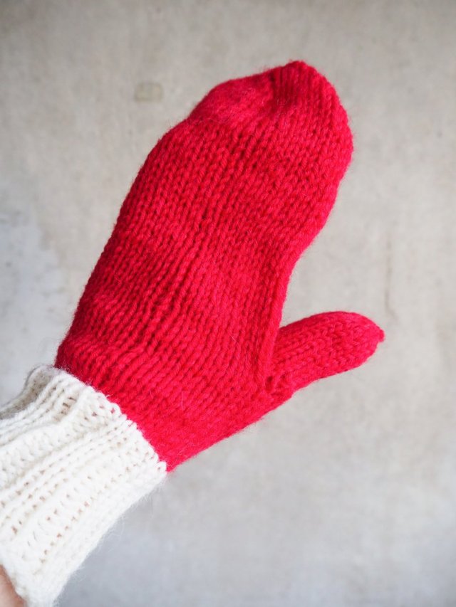 Ciepłe wełniane rękawiczki z jednym palcem wełna handmade rękawice czerwone