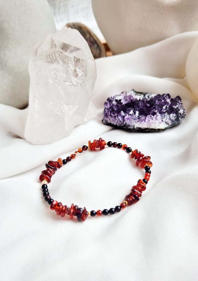 Bransoletka z agatu i granatu pomarańczowego.