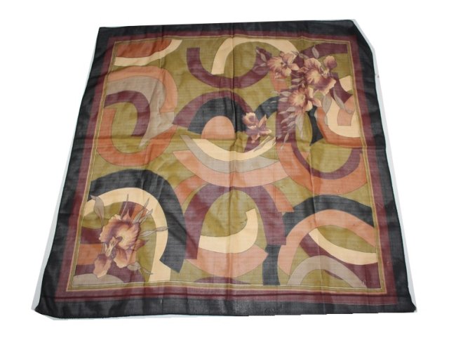 apaszka chustka w brązach kwiaty vintage