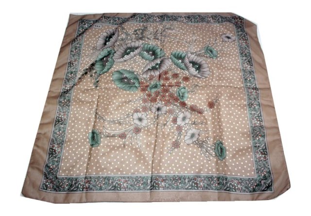 KWIATY groszki  apaszka chustka vintage