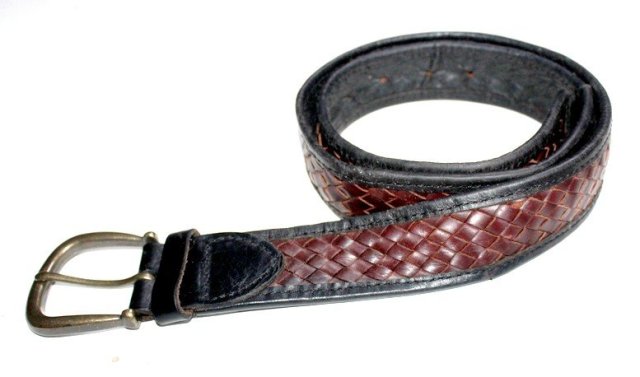 NEXT pleciony pasek męski skórzany  brąz M