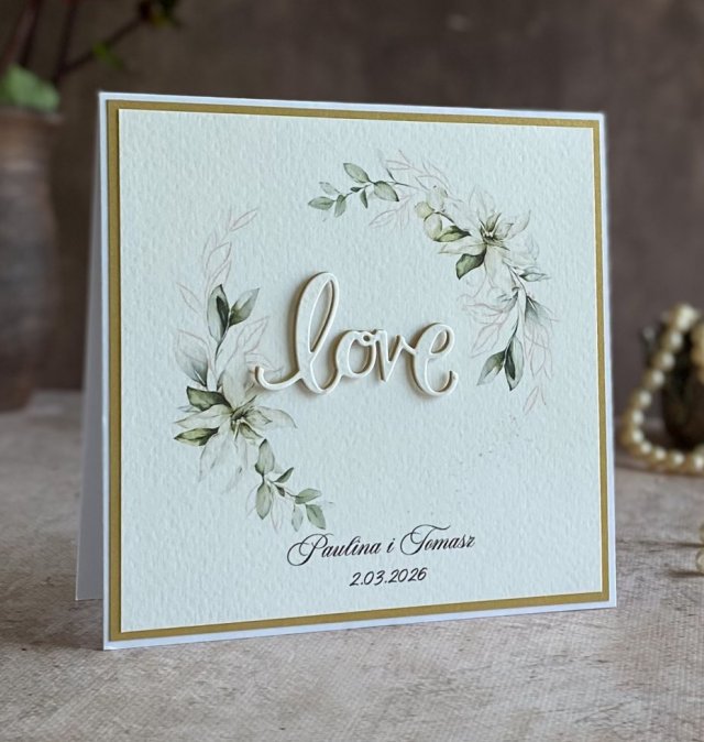 Kartka na ślub w ozdobnej kopercie, W 65
