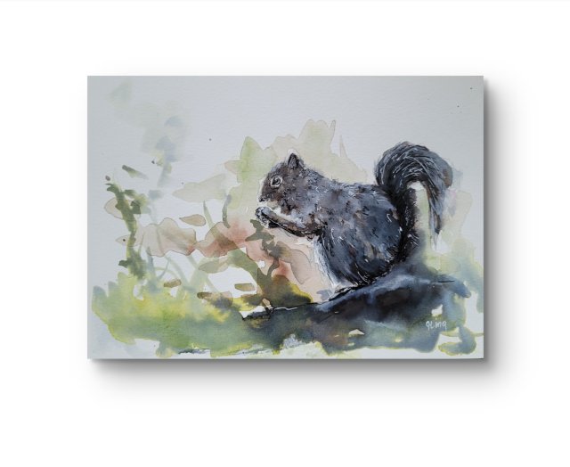 Obraz ręcznie malowany "Wiewiórka" +rama