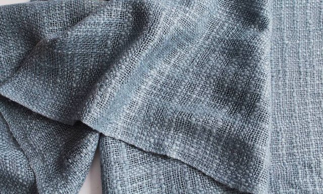 Szal vintage miękki splot wiskoza zgaszony błękit