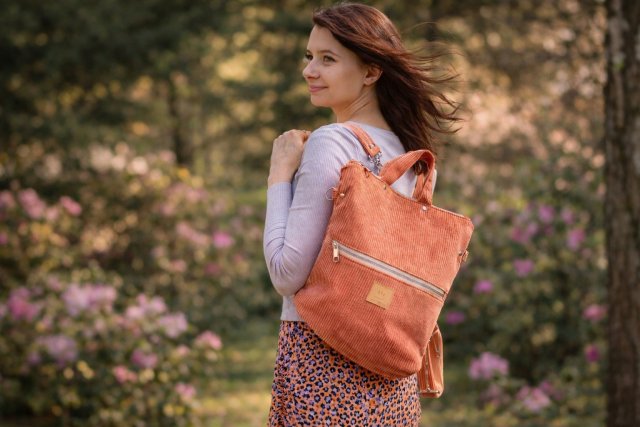 Torba plecak 2w1 sztruksowy Koral