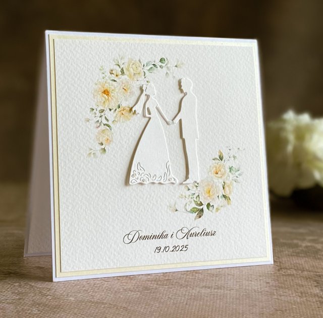 Kartka ślubna w ozdobnej kopercie, WP 132c