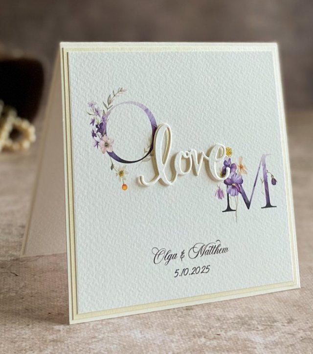 Kartka na ślub z inicjałami Młodej Pary, WP 53b
