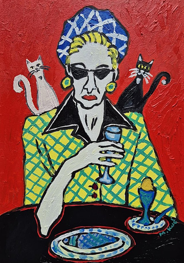 obraz do salonu portret kobiety ona i dwa cienie