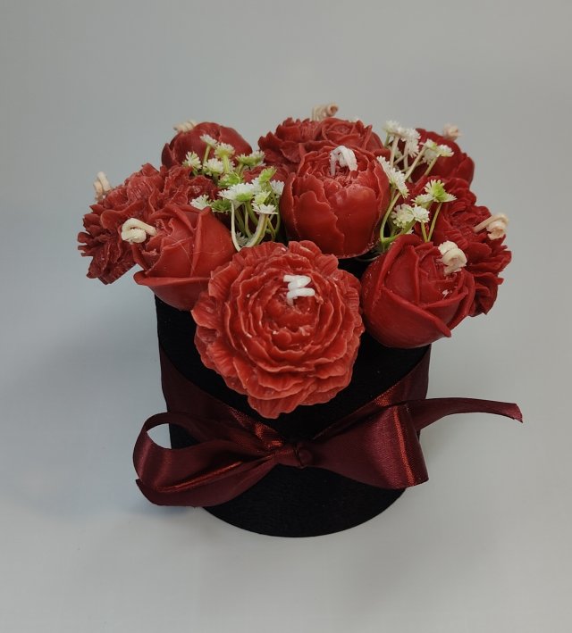Flowerbox - bukiet kwiatów - wosk - prezent - rękodzieło