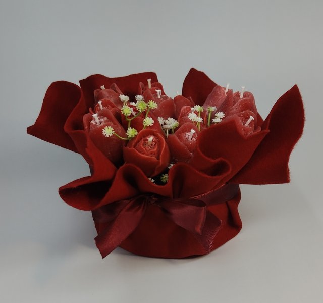 Flowerbox - bukiet kwiatów - wosk - prezent - rękodzieło