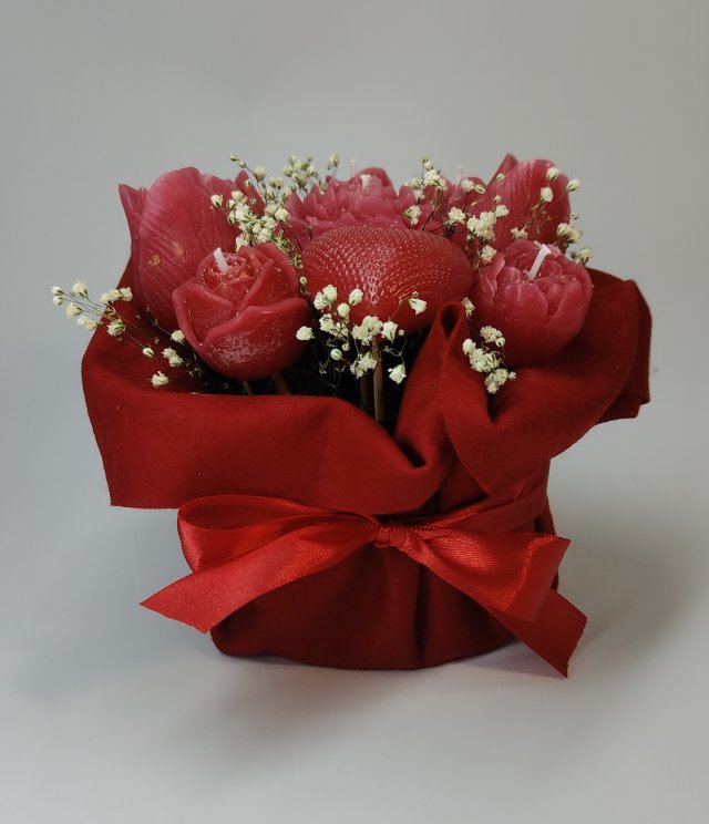 Flowerbox - bukiet kwiatów - wosk - prezent - rękodzieło