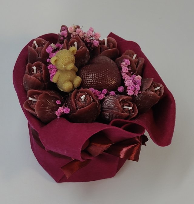 Flowerbox - bukiet kwiatów - wosk - prezent - rękodzieło