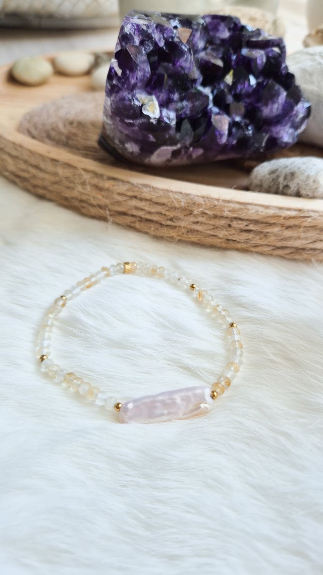 Bransoletka z naturalnego cytrynu i perły