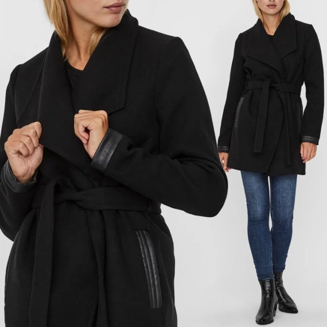 319zł VERO MODA płaszcz z szerokimi klapami z paskiem XL Hu103