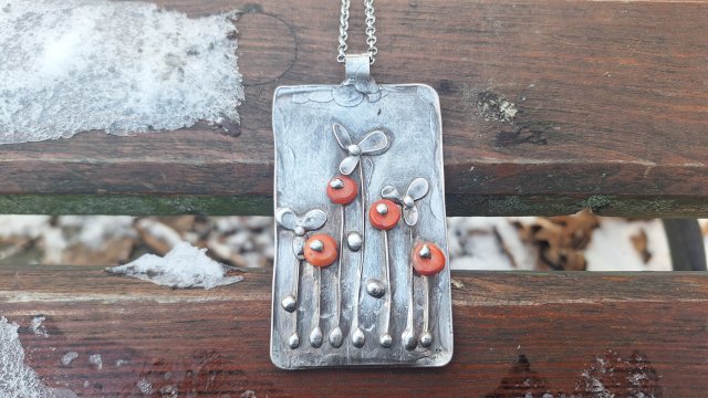 Pomarańczowe maki - wisiorek