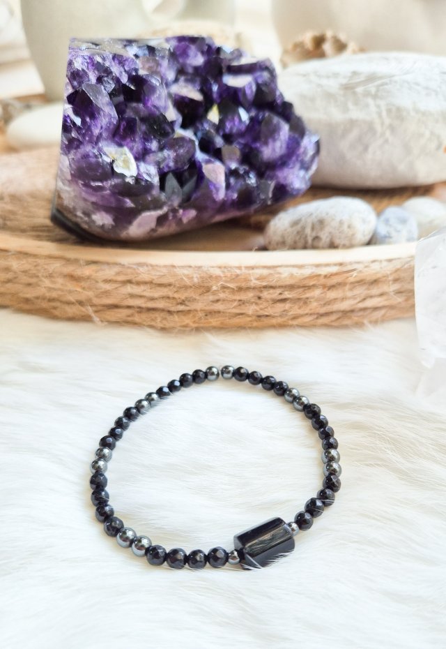 Bransoletka z naturalnego czarnego turmalinu